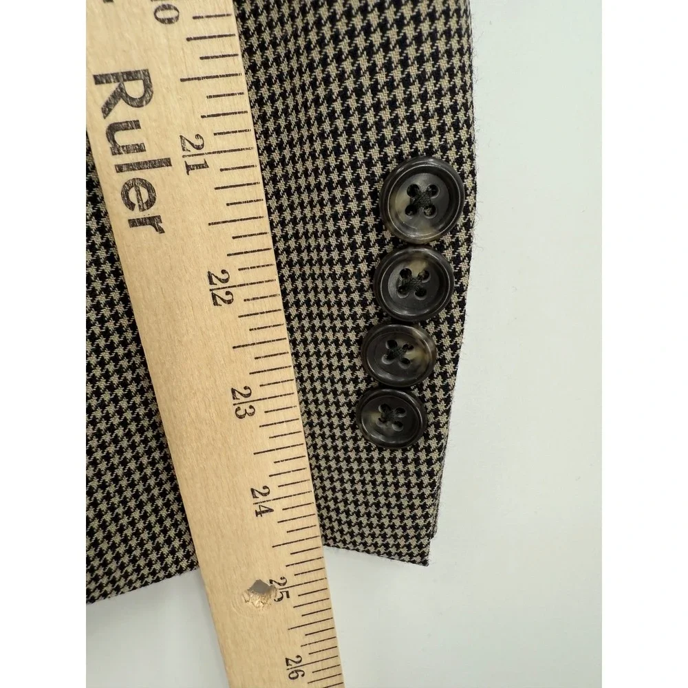Stafford Blazer Mens 46R Brown Houndstooth Wool Sport Coat‎ Jacket Two Button
